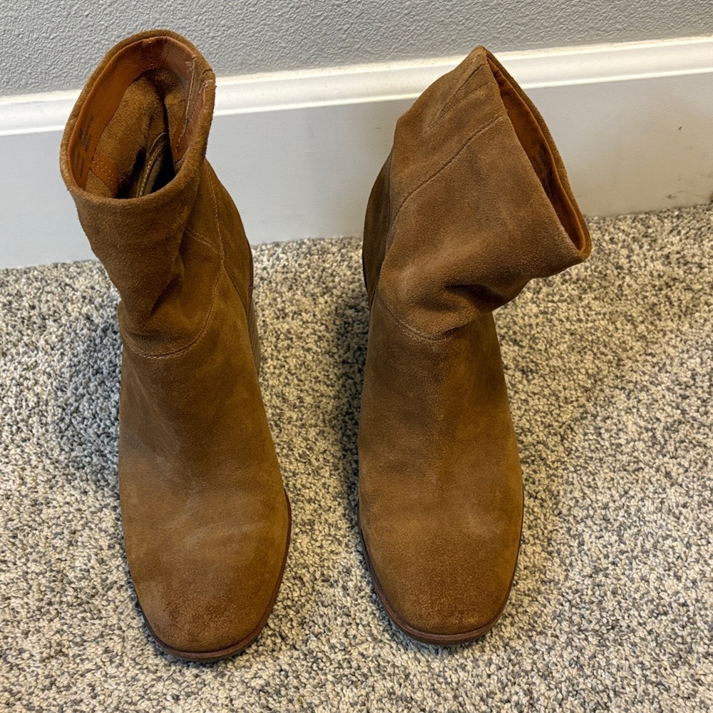 Elegant Tan Suede Heeled Boots
